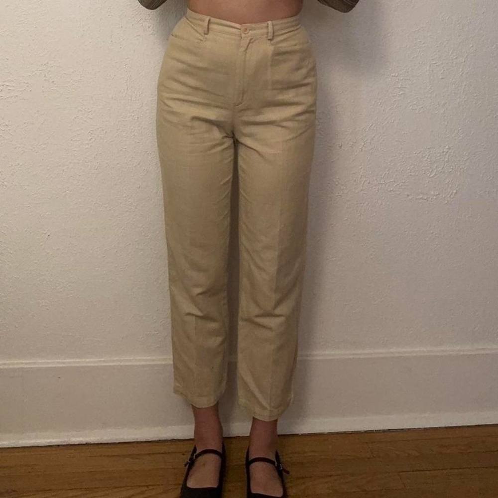 Vintage Beige Linen Trousers